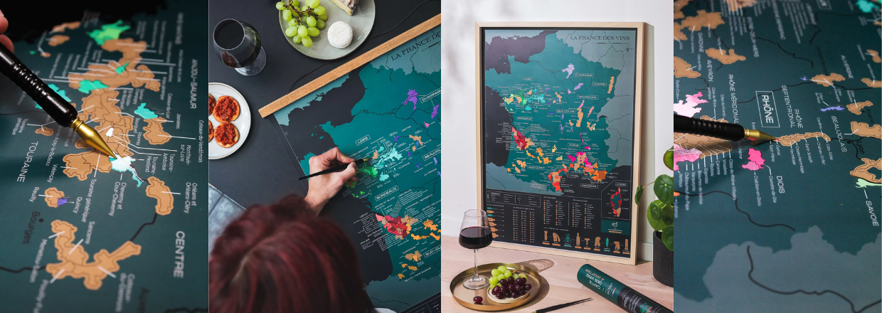 Carte à gratter : la France des vins